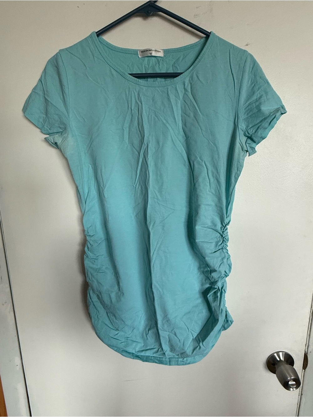 Focus on Simple Stylish Maternity Ruched Side Tee Blue M